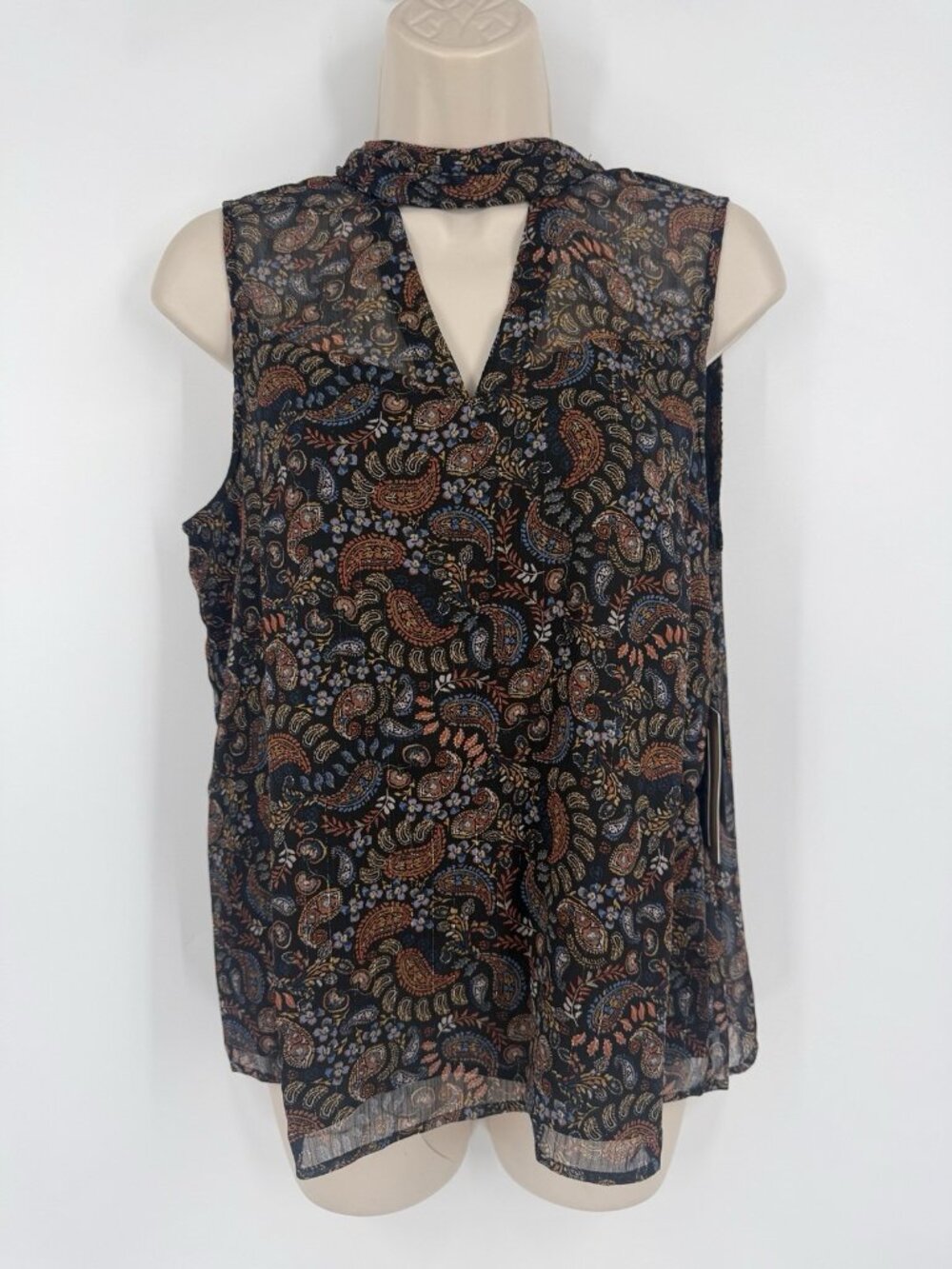Women’s Halogen Paisley Tank Top Black Size Small